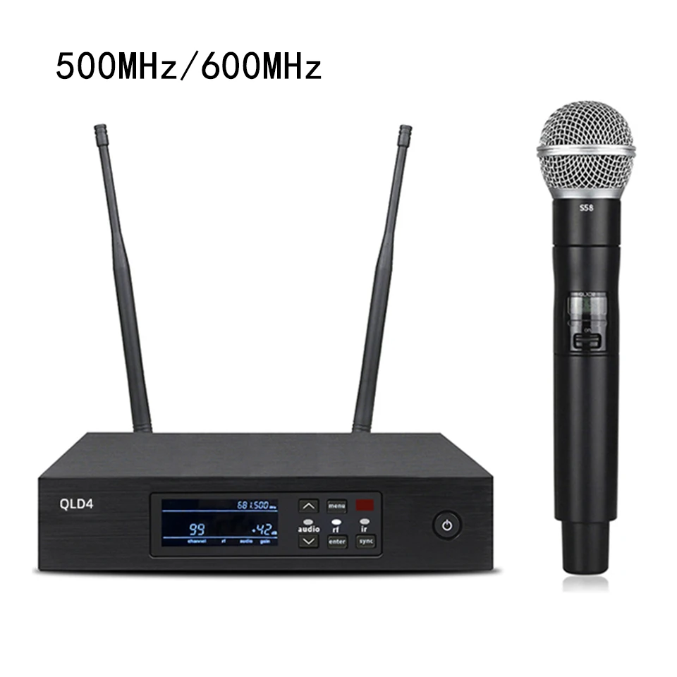 QLD4 S58 500MHz/600MHz UHF Professional Wireless Microphone Stage Performance Singing Metal High Quality