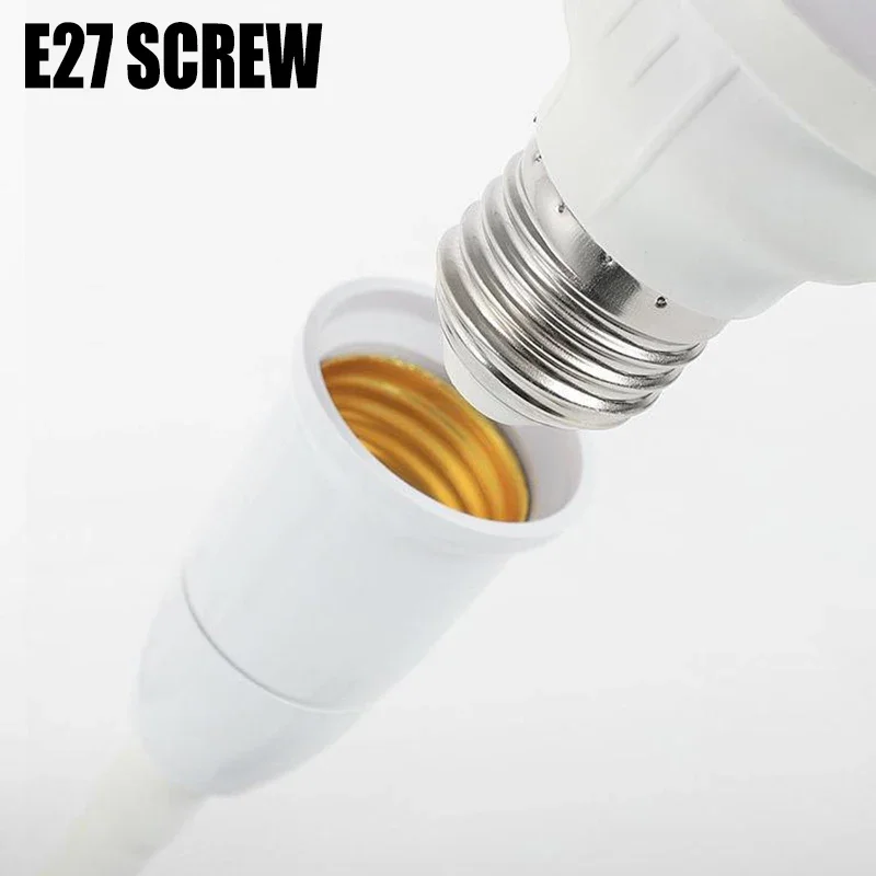 E27 Direct Plug in Swivel Head E27 Socket Bulb Holder with Switch EU Plug LED Table Lamp Stainless Steel Hose Steering Lever