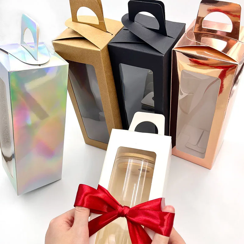 5pcs Gift Boxes with 1roll 24 Yard Ribbon for Sublimation Glass Exhibition Box for 12 Oz-25 Oz Tumbler Gift Box for Sublimation