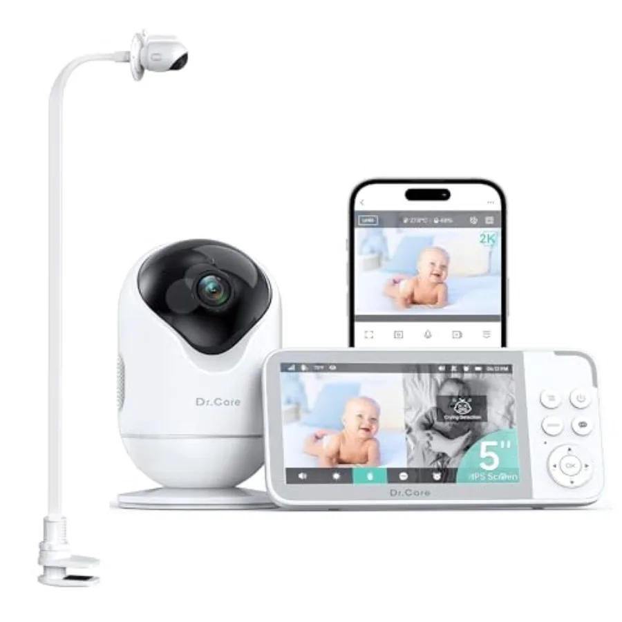 

Видеоняня Dr.Care VistaView 5 Smart WiFi с креплением-клипсой - камера 2K HD, управление через приложение, оповещения о плаче и движении, ночное видение, аккумулятор 5000 мАч