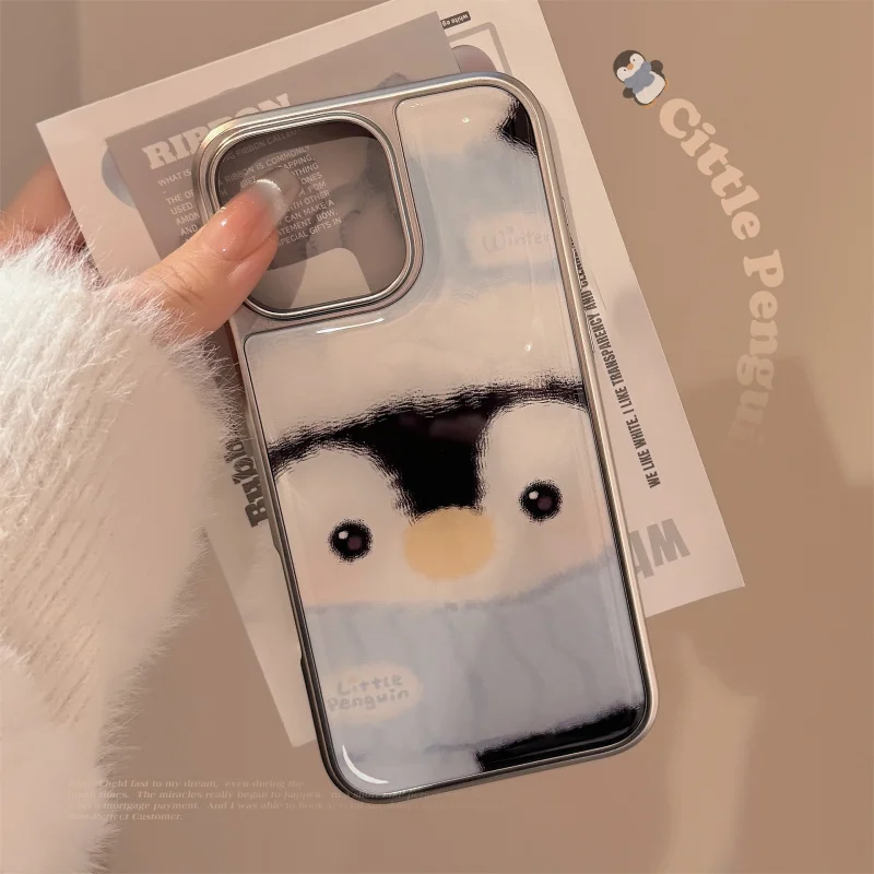 

insSuitable for Penguin15pro maxiPhone Caseiphone16Electroplating Resin17Hard14Cute Huawei