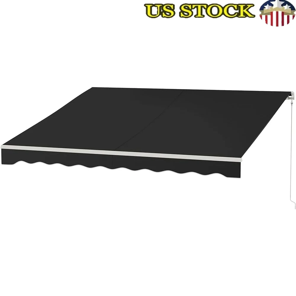 

Electric Retractable Awning UV Protection Shade Shelter Patio Deck Outdoor with Remote Control Manual Crank Handle