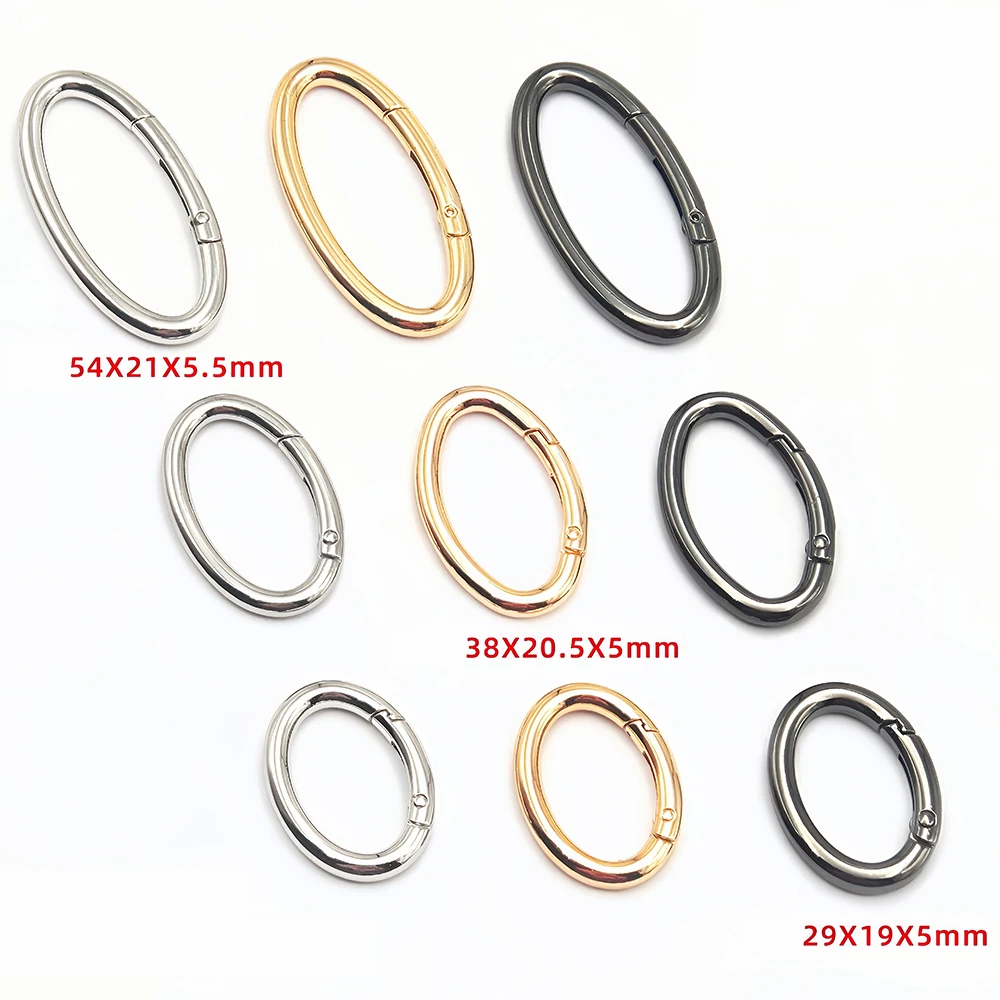 Metall-Federverschluss Ovaler Ring Karabinerhaken Auslöseverschlüsse O-Ring-Schnalle für Lederhandwerk Gürtel Riemen Handtaschen Schlüsselanhänger Haken – Detail 1