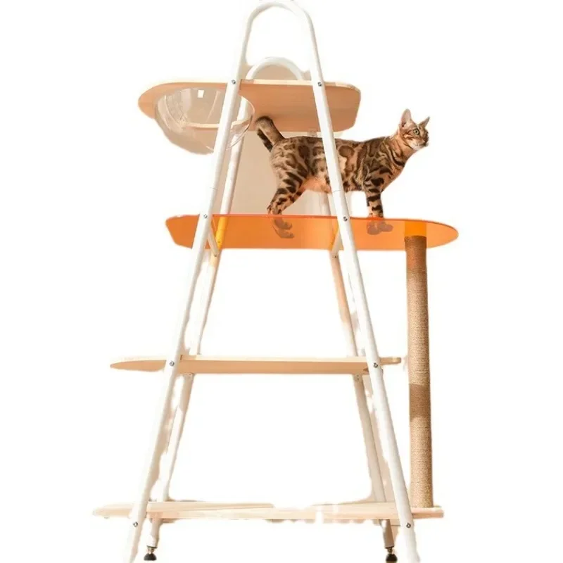 Rice tail cat climbing frame solid wood cat nest