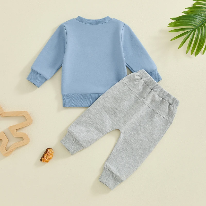 Toddler Baby Boy Clothes Mamas Little Man Outfit Long Sleeve Sweatshirt and Jogger Pants 2PC Fall Winter Set 3M-3T