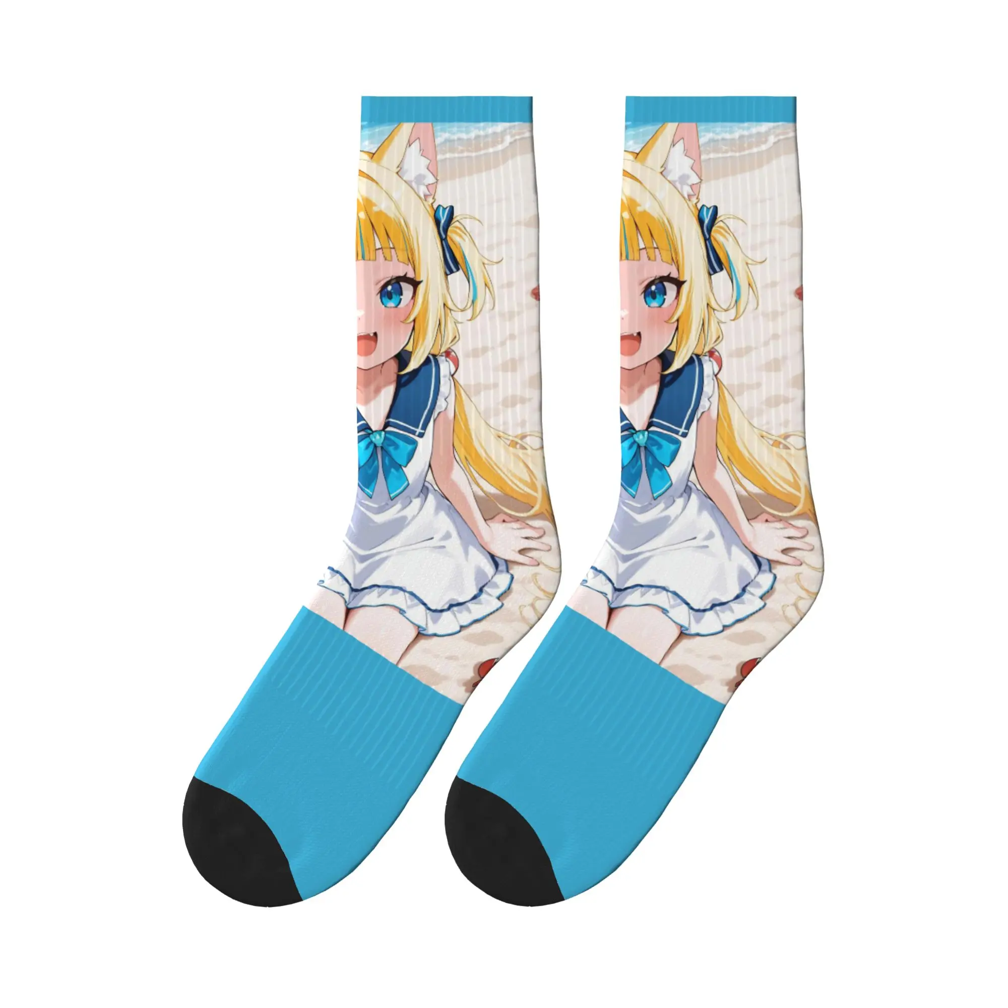 

Носки Sameko Saba VTuber с забавным принтом, зимние нескользящие носки, дышащие носки унисекс для мужчин, для альпинизма
