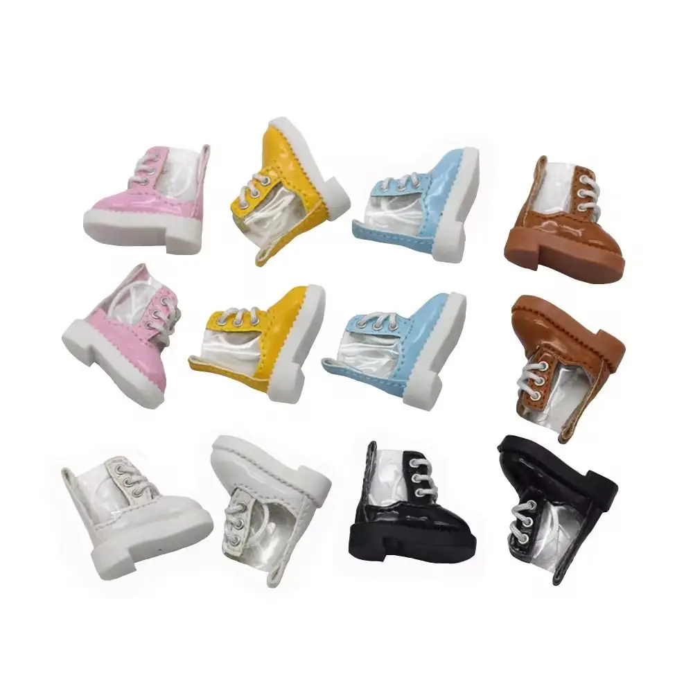 Puppen zubehör Schnürung transparente Puppen stiefel Mode Cartoon bjd Puppen schuhe schöne süße ob11 Regens tiefel Baby zubehör