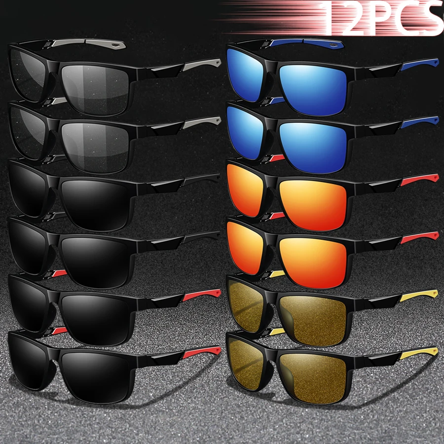 

12 шт. модные UV400 мужские и женские солнцезащитные очки для бега, альпинизма, велосипедные MTB очки, спортивные защитные очки на открытом воздухе