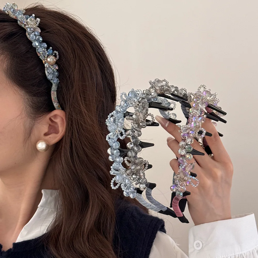 

Fairy rhinestone headband female hair accessories Korean band for women girl luxury designer fascinators elegant Hoops 2025 new