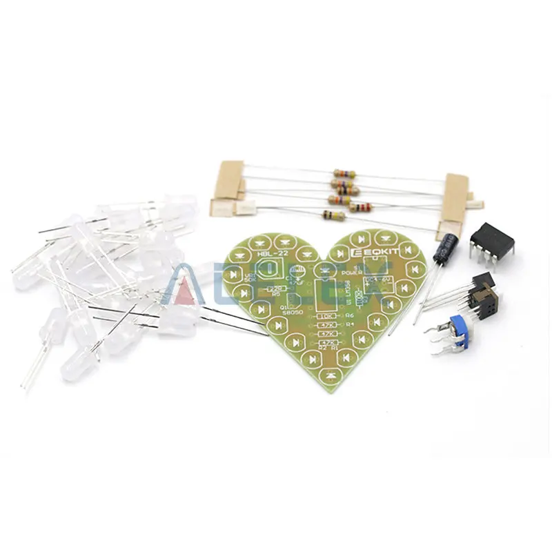 DIY Kit Heart Shape Breathing Lamp Kit DC 4V-6V Breathing LED Suite Red White Blue Green DIY Electronic Production for Learning