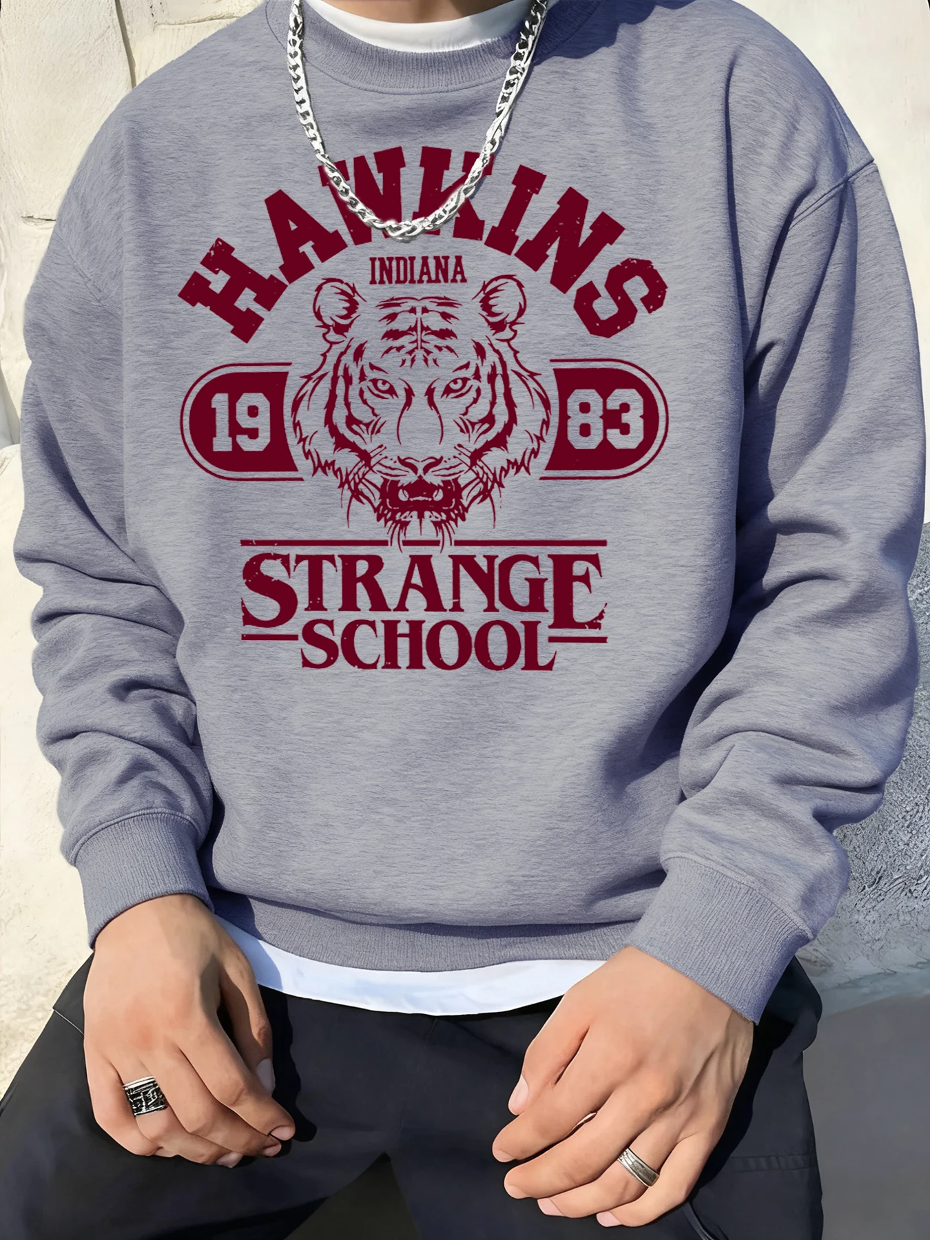 

Мужская толстовка с принтом Hawkins Indiana 1983, мягкий осенний флисовый пуловер с длинными рукавами, универсальный пуловер с круглым вырезом, унисекс, свободная спортивная одежда