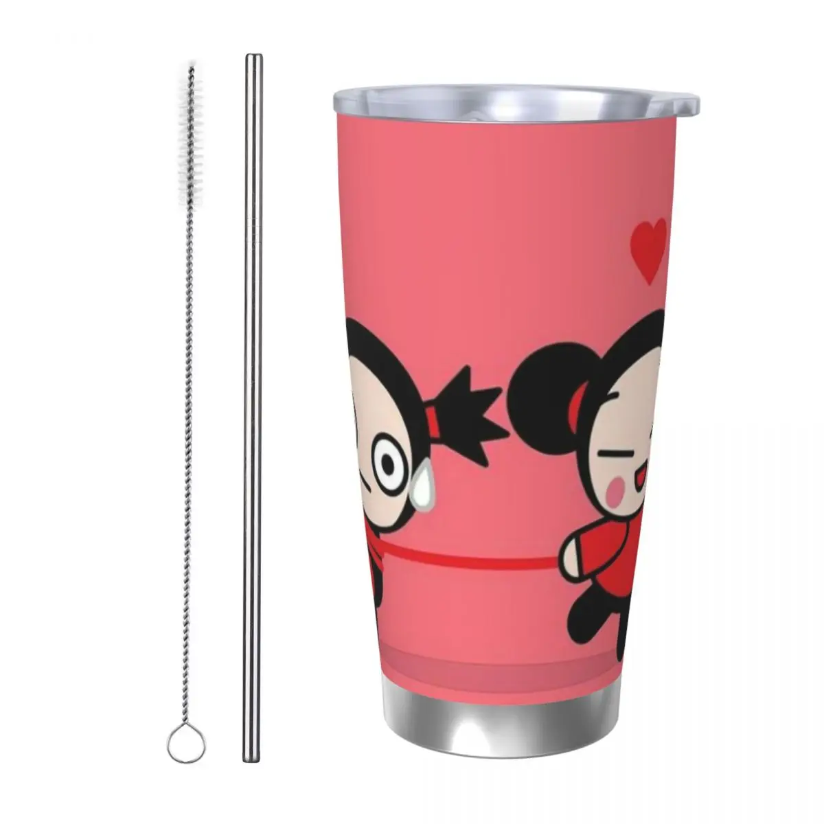 Cute Cartoon Pucca 20oz Stainless Steel Insulated Thermal Coffee Car Cup Cold Hot Mugs Vacuum Flask