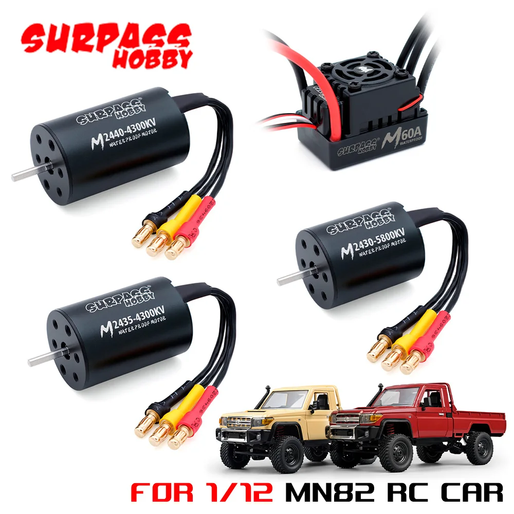 SURPASS HOBBY Motor sin escobillas ESC Combo eje de 3.175mm impermeable M35A/45A/60A ESC para 1/10 1/12 1/14 1/16 1/18 RC Car MN82