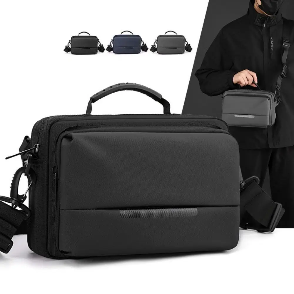 Waterproof Man Crossbody Bag Large Capacity with Handle Shoulder Nylon Bag Multi-functional Multi-Pockets Business Chest Bag