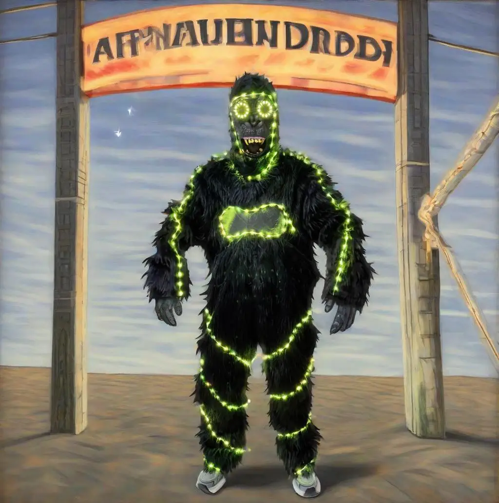 

Светящийся костюм гориллы, светящийся пушистый комбинезон, светодиодный костюм обезьяны Кинг-Конга для Хэллоуина, косплея, рождественской вечеринки, карнавала