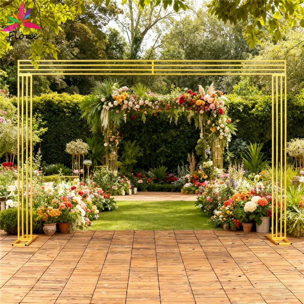 

H8ft W12ft Metal Four-Pole Square Decorative Baking Paint Iron Stand Perfect for Wedding Party Stage Backdrop Decoration Frame