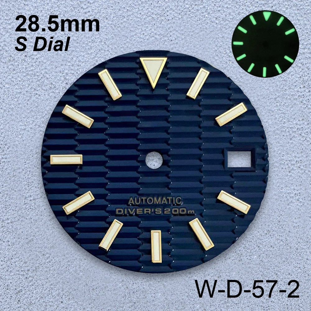 28.5mm S Logo SKX007 Quadrante Fit NH35/NH36/4R Movimento giapponese Verde Pendenza luminosa Quadrante di alta qualità Orologio Accessori modificati