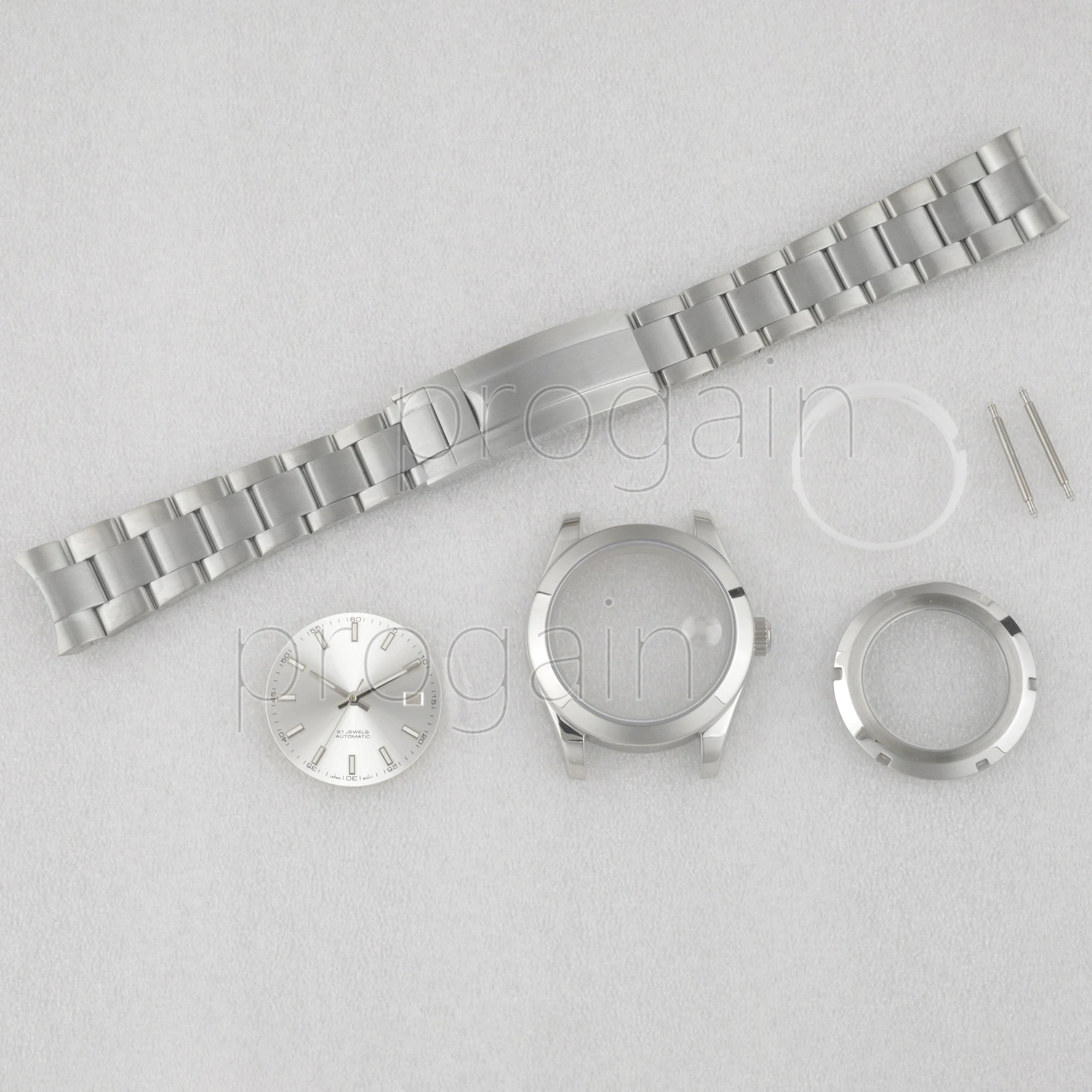 NH35 Case 41mm Watchcase Stainless Steel Strap Sapphire Glass Transparent Bottom for Datejust NH36 Movement 31MM Dial Parts