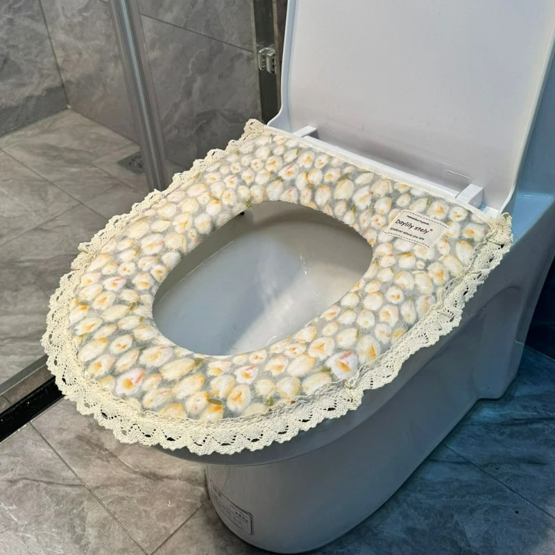 

Toilet Seat Cushion for Home Use, Suitable for All Seasons, Waterproof and Washable, Country-style Toilet Seat Cover with Zipper