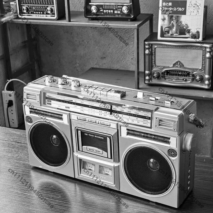Retro Stereo Dual Channel Cassette Recorder Radio Bluetooth Card Audio Speaker