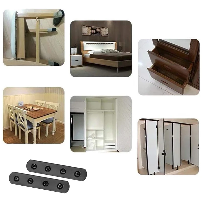 6/ 12 قطعة، دعامة مستقيمة 5 بوصة، دعامة إصلاح مسطحة من الفولاذ المقاوم للصدأ، لوحة موصل سوداء مع براغي تثبيت، 127 × 18.5 مم #6