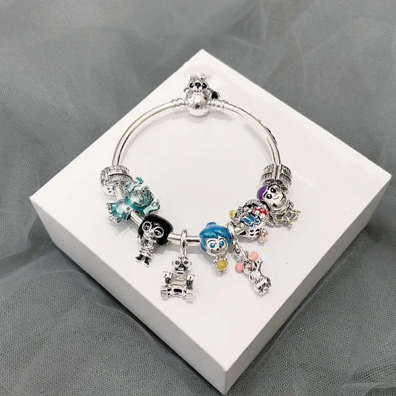 Disney Mickey Mouse Harm Fit Pandora  Minnie Series Bead CPlata De LeyBracelet DIY Jewelry Kids Brithday Gifts