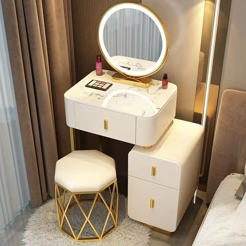 Solid wood rock slab dresser bedside storage cabinet integrated women's bedroom modern simple makeup table