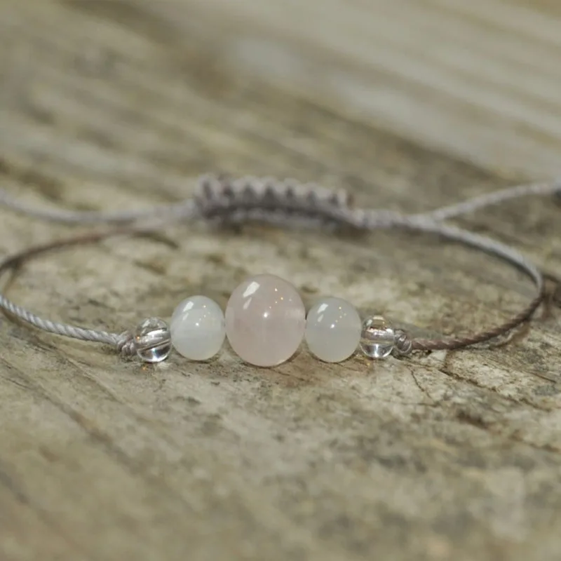 Rose Quartz + Moonstone + Garnet | Meditation Bracelet | Minimalist Jewelry | Hypoallergenic | Yoga Bracelet | String Bracelet