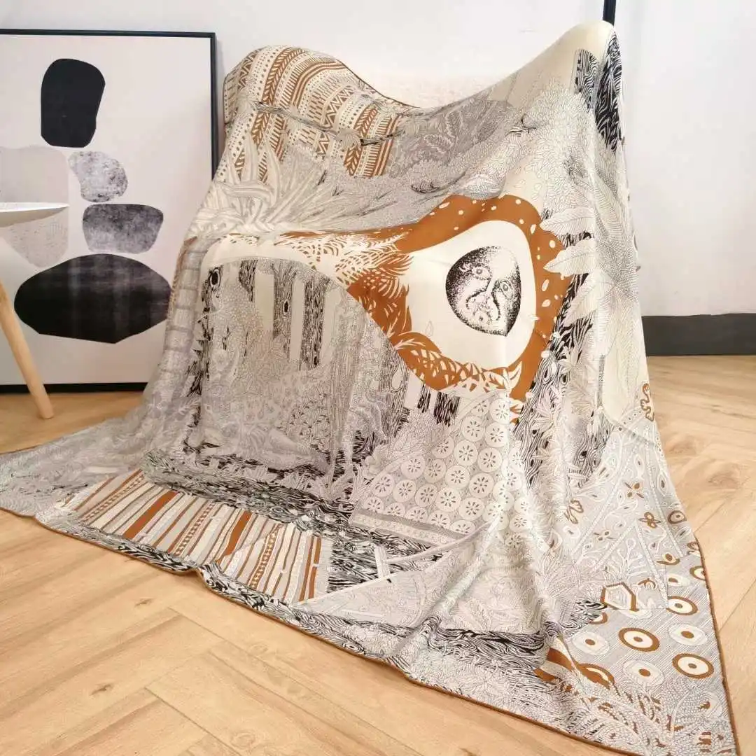 

Зимний большой шарф, брендовые дизайнерские шали, женские шелковые шерстяные шарфы, рождественский подарок для мамы, шали с краями, 135 см