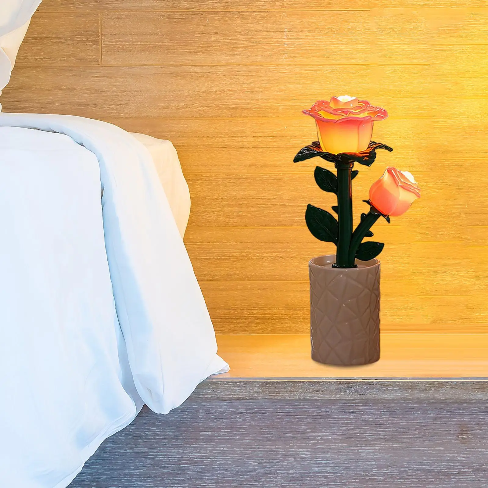 Flower Desk Lamp Battery Operated Atmosphere Lamp Table Lamp Building Blocks Flower Lamp for Cabinet Bedroom Nursery Home Decor