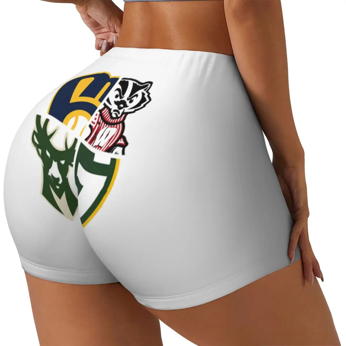 

Custom Wisconsin Sports Women Gym Workout Running Shorts Athletic Volleyball Biker Yoga Shorts