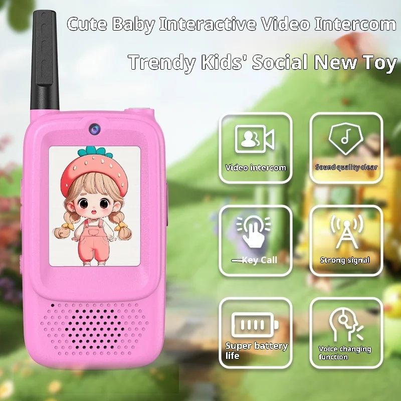 Appareil électronique ami vidéo talkie-walkie conception de dessin animé avec son clair facile à utiliser Parent-enfant conversation en temps réel
