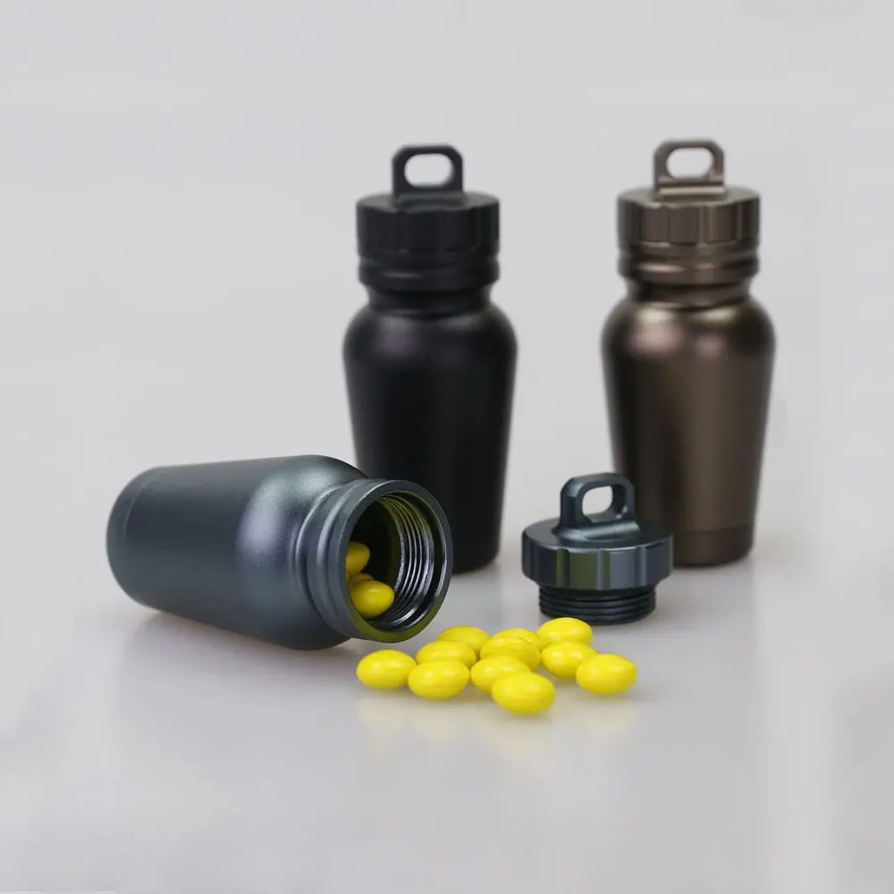 

1x Portable Pill Medicine Box Case Container Key Ring Chain Aluminium Alloy Medicine Case Box Travel Camping Hiking Gadget