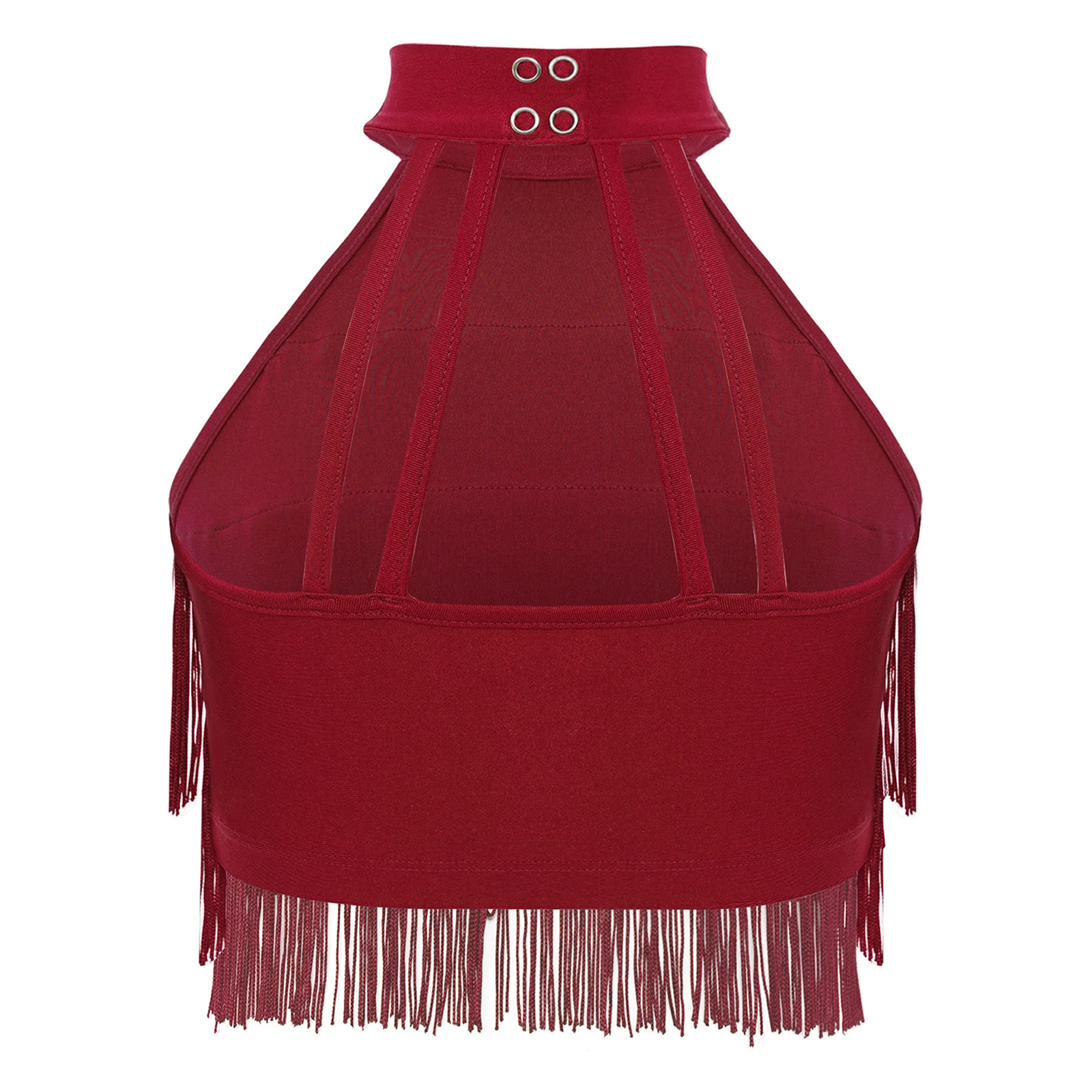 Children's Fringe Crop Top Sleeveless Strappy Back Tiered Tassels Vest Dancewear Kids Girls Salsa Chacha Latin Dance Costume image 5