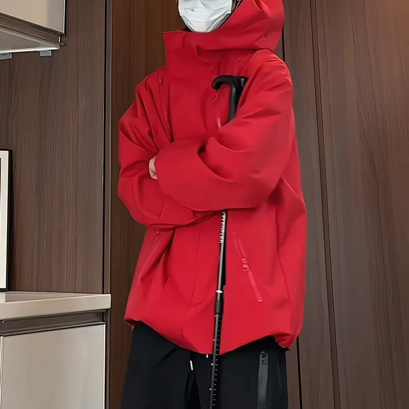 

Мужская молодежная уличная куртка для активного отдыха, повседневная, водонепроницаемая, весенне-осенняя, рабочая, из полиэстера, с длинными рукавами, с капюшоном, стандартный крой