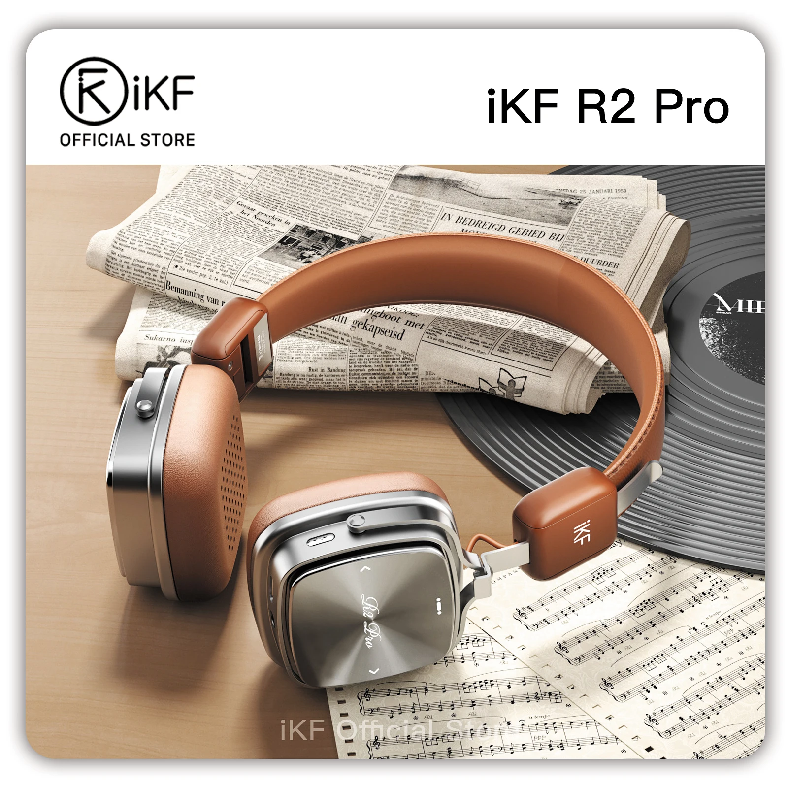 

iKF R2 Pro Retro Wireless Headphones with ANC -45dB, 40mm HiFi Drivers, 75H Battery, Bluetooth 5.4 & AUX, Customizable Lighting