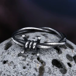 Fashion 2024 New 316L Stainless Steel Enagagement Retro Twisted Rope Ring For Man Women Personality Jewelry Teenagers Gift