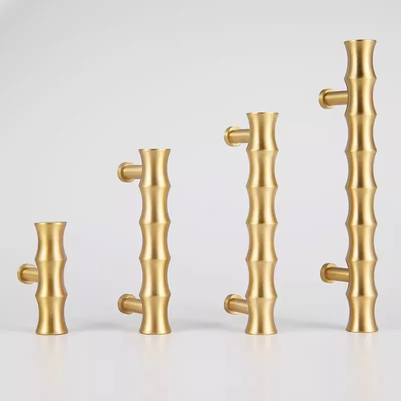 

Bamboo Solid Brass Cabinet Handles T Bar Drawer Knobs Creative Bedroom Wardrobe Pulls Gold Kitchen Accessories Furniture Handles