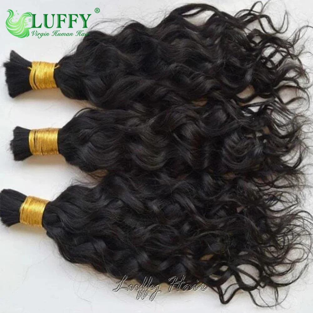 Cabelo humano para trançar, Onda de água a granel, sem trama, duplo desenhado, extremidade completa, birmanês, molhado e ondulado, extensões para tranças