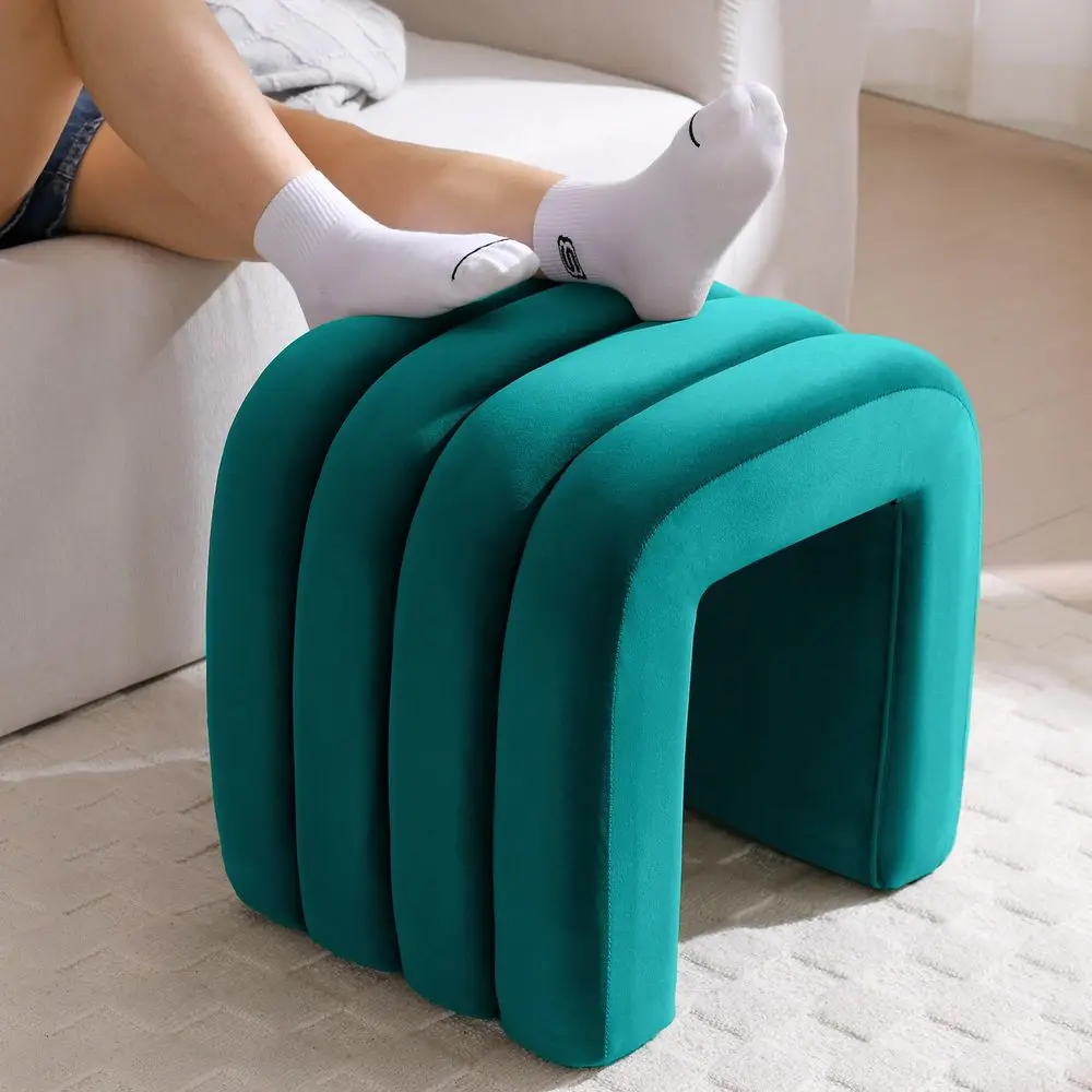 Velvet Ottoman Stools, Multifunctional Arch Ottomans, Makeup Vanity Stools, Ottomans for Bedroom, Dorm, Side Table Seat for Liv - view 4