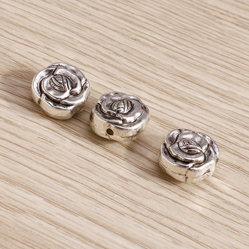 Tusember 20 Stück Antik-Silberfarbene Rosenblüten-Charms-Perlen-Anhänger für Halsketten, Ohrringe, handgefertigte Schmuckzubehörteile, DIY-Schmuck – Detail 6