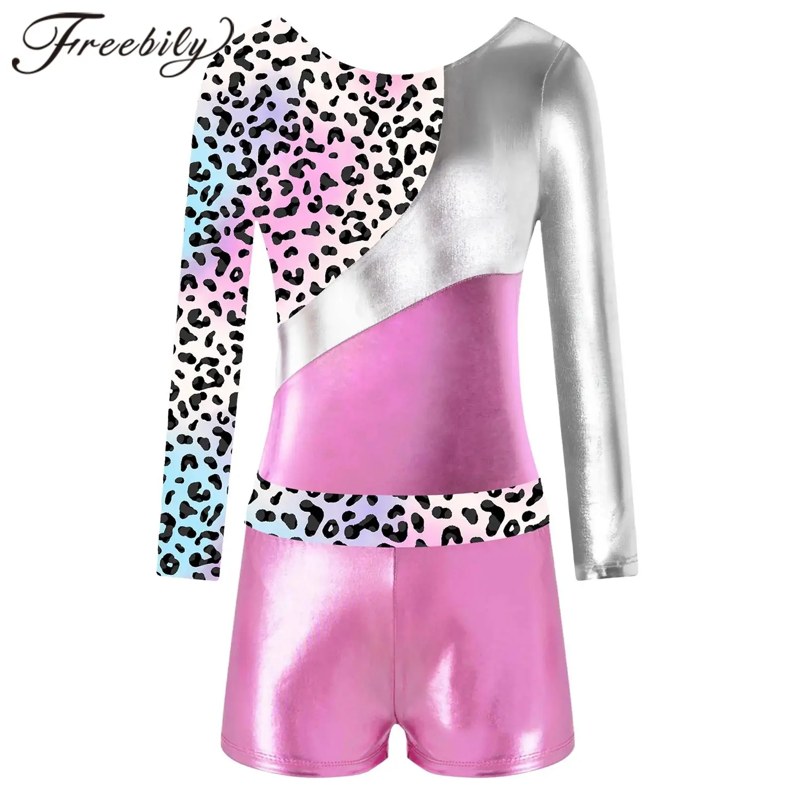 

Kids Girls Long Sleeve Gymnastics Leotards with Shorts Sets for Yoga Unitard Children Ballet Dance Outfits Skating Jumpsuit