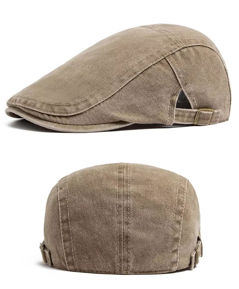 Heißer Verkauf Vintage Maler-Baskenmütze Unisex Mode Flache Schirmmütze Lässige Herbst Retro Baumwolle Einfarbige Newsboy-Mütze Sommer Verstellbar – Detail 7