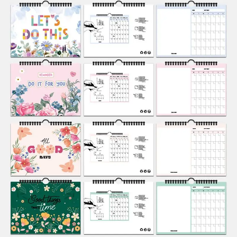 Quaderno Planner con copertina floreale diario di 12 mesi blocco note Agenda Budget Planner programma Organizer cancelleria