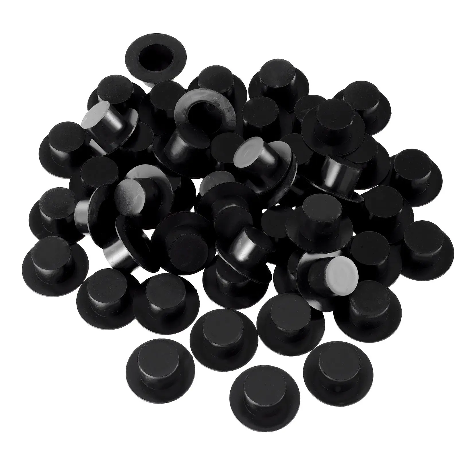 50 Buah Topi Mini Plastik Hitam DIY Kerajinan Perlengkapan Pesta Dekoratif Topi Badut Mainan Aksesori Dekorasi Festival