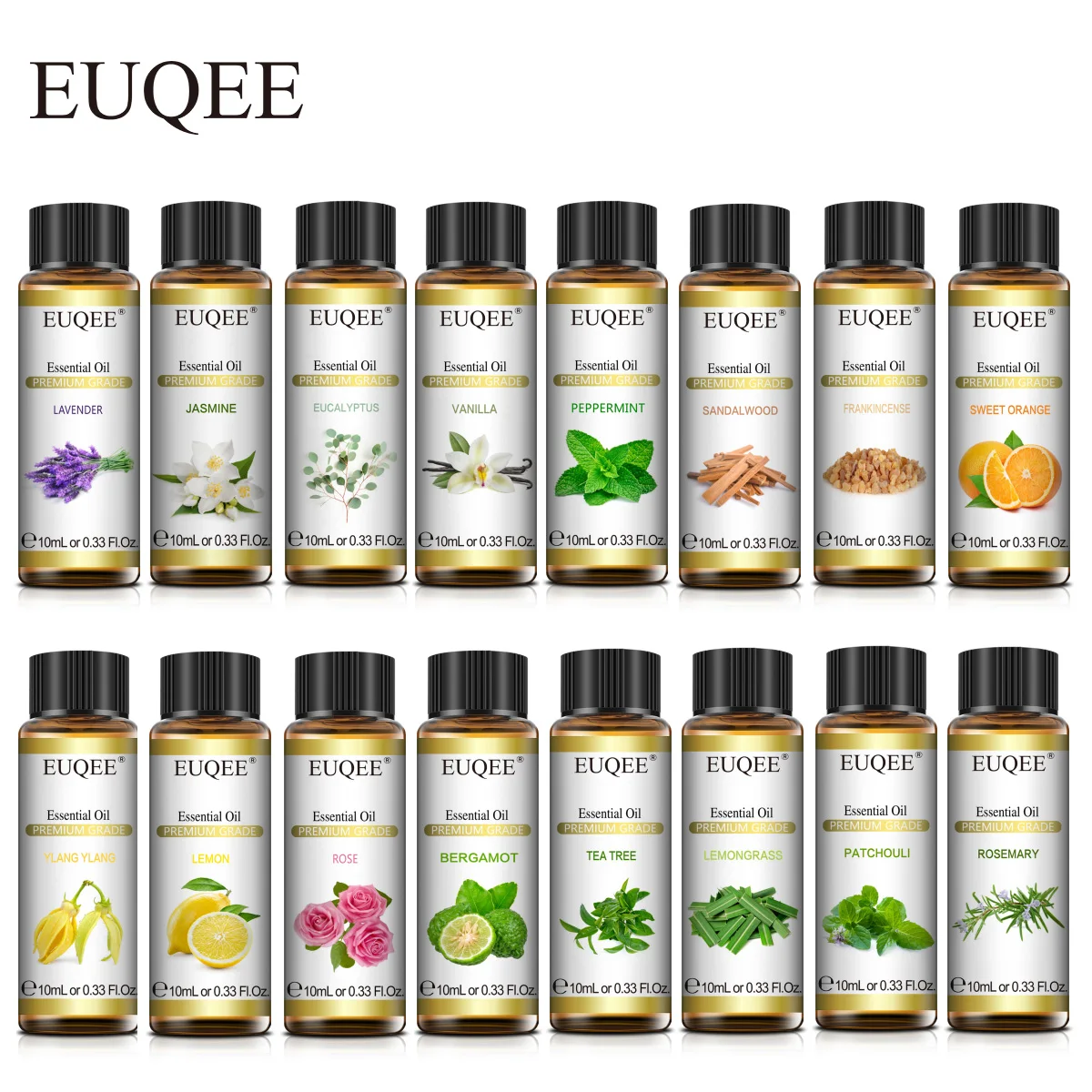 EUQEE 10ml naturalny olejek roślinny z zakraplaczem do dyfuzora nawilżacz lawenda jaśmin eukaliptus waniliowe olejki eteryczne
