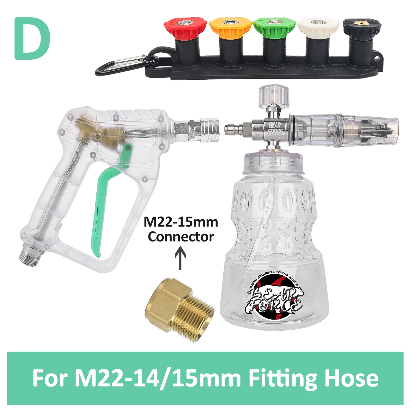 BEAR FORCE Hogedrukreiniger Waterpistool voor Car Cleaning Slang Connector Voor Karcher Nilfisk Parkside Bosch Quick Connector Nozzles