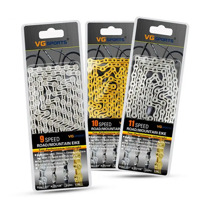 Bicycle Chain 8 9 10 Speed Velocidade Titanium Plated TI Gold Silver Mountain Road Bike MTB Chains Part 116 Links Bike Accessory