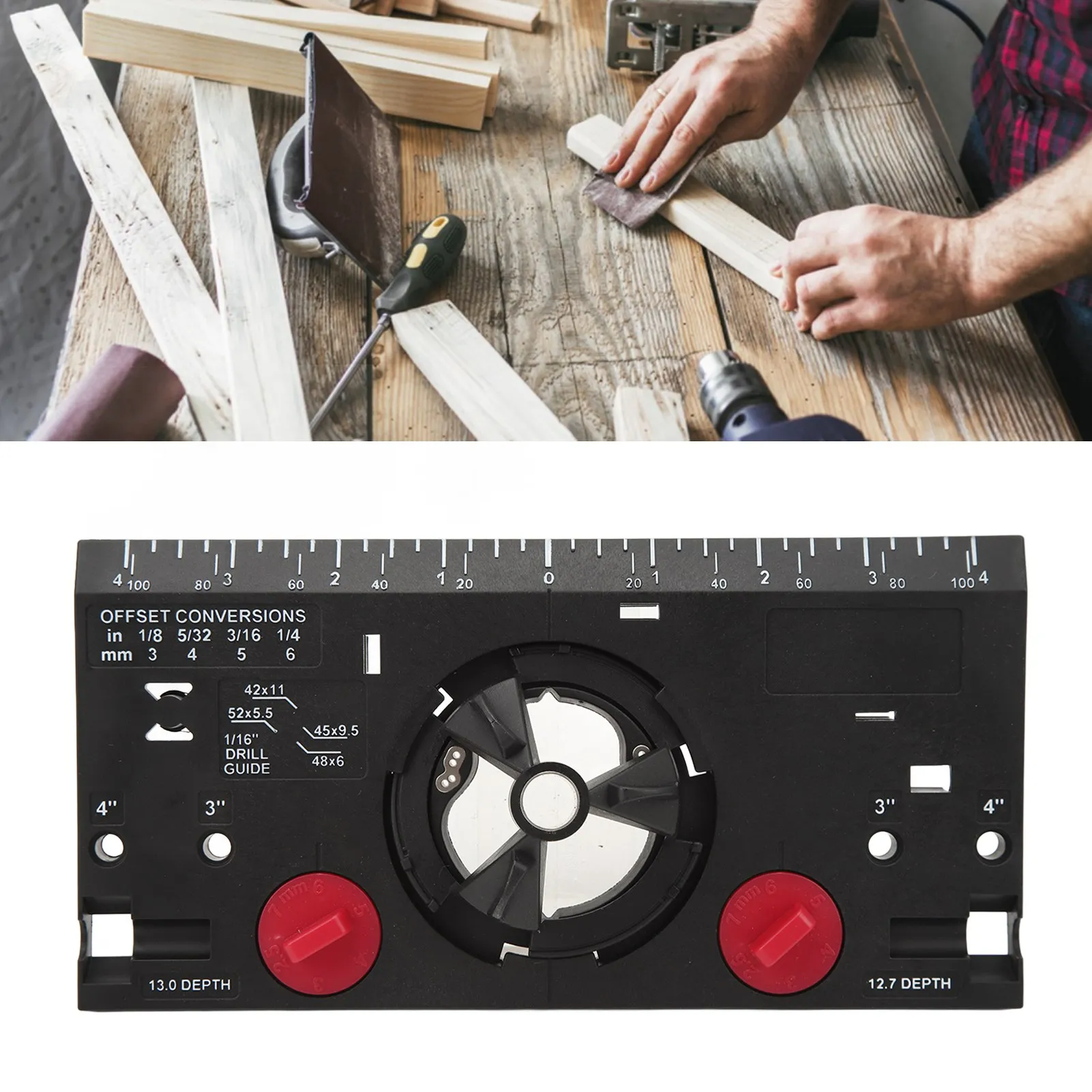 35 مللي متر النجارة المفصلي مملة تهزهز ثقب الحفر دليل محدد مع القاطع و 1/16in بت الأسود-أداة نجارة ل دقيقة مرحبا #6