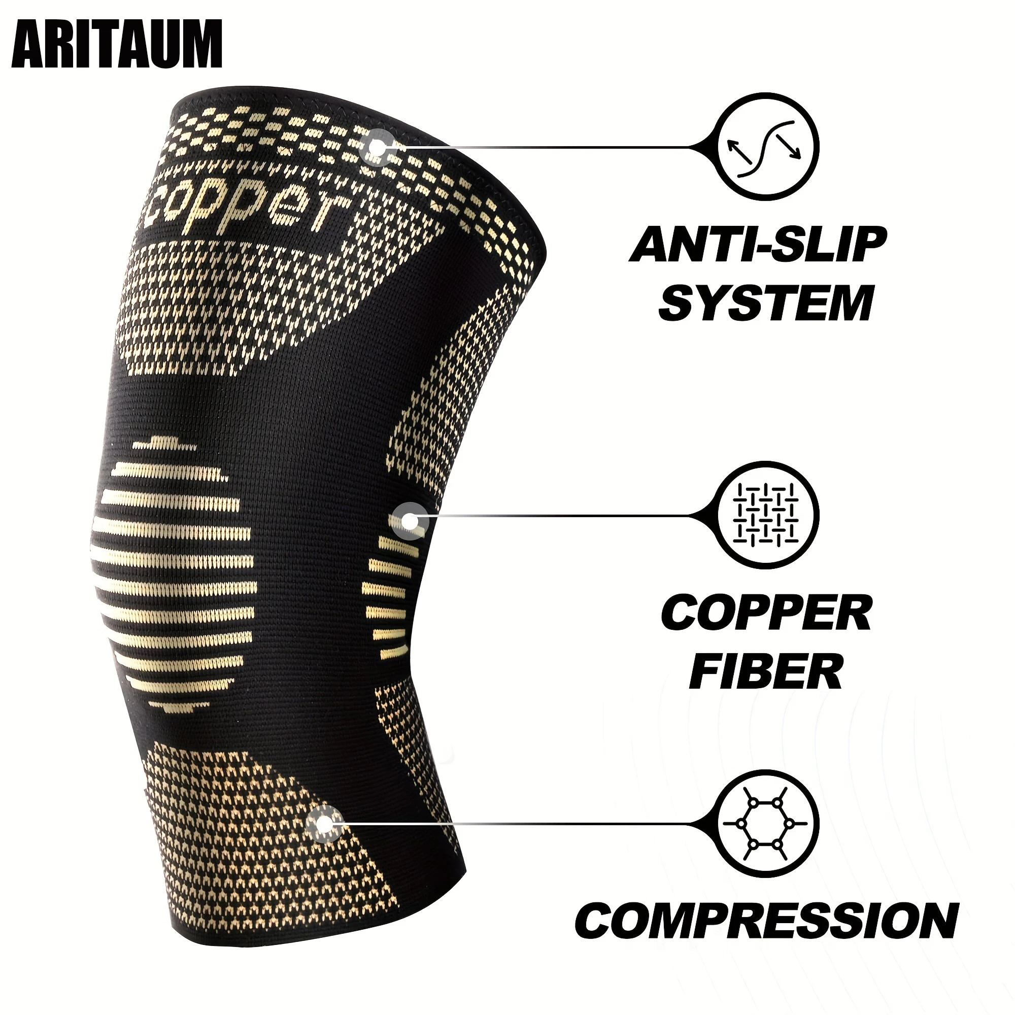 1Pair Copper Knee Braces-Knee Compression Sleeves Support For Men & Women - Knee Pads For Running,Basketball,Weightlifting,Yoga